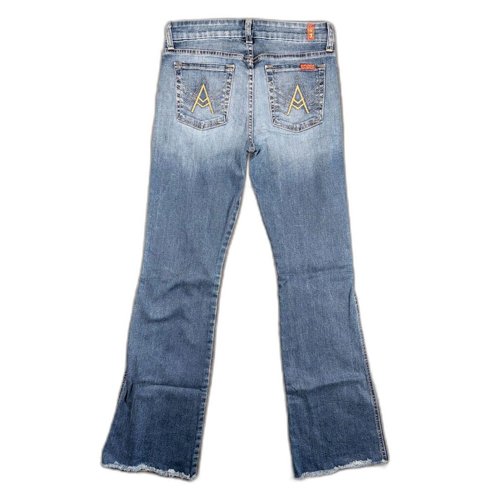 7 For All Mankind A Pocket Bootcut Jeans Womens Size 27 Raw Hem Y2K Stretch